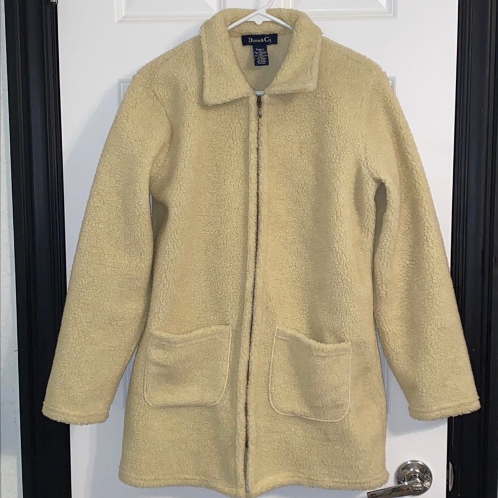 long cream zipper jacket ッ